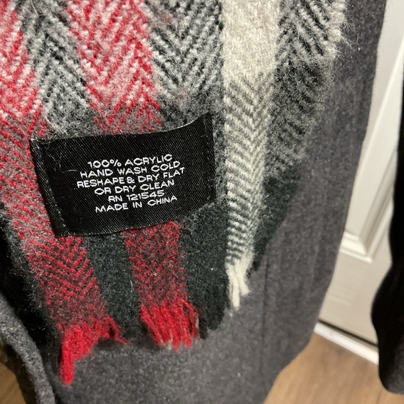 London Fog Womens Gray Wool Blend Long Sleeve Pea Coat With Scarf Size X-Large - Picture 13 of 15